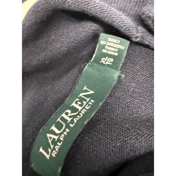 Lauren Ralph Lauren Womens SZ XL Cotton M button embellishments Navy Blue Stripe - Picture 2 of 4